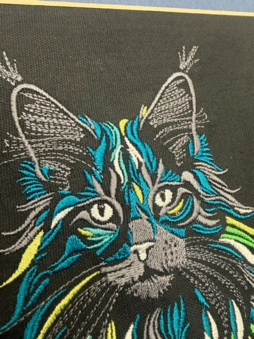Homemade Multicolored Cat Embroidery Art - Picture 3 of 6